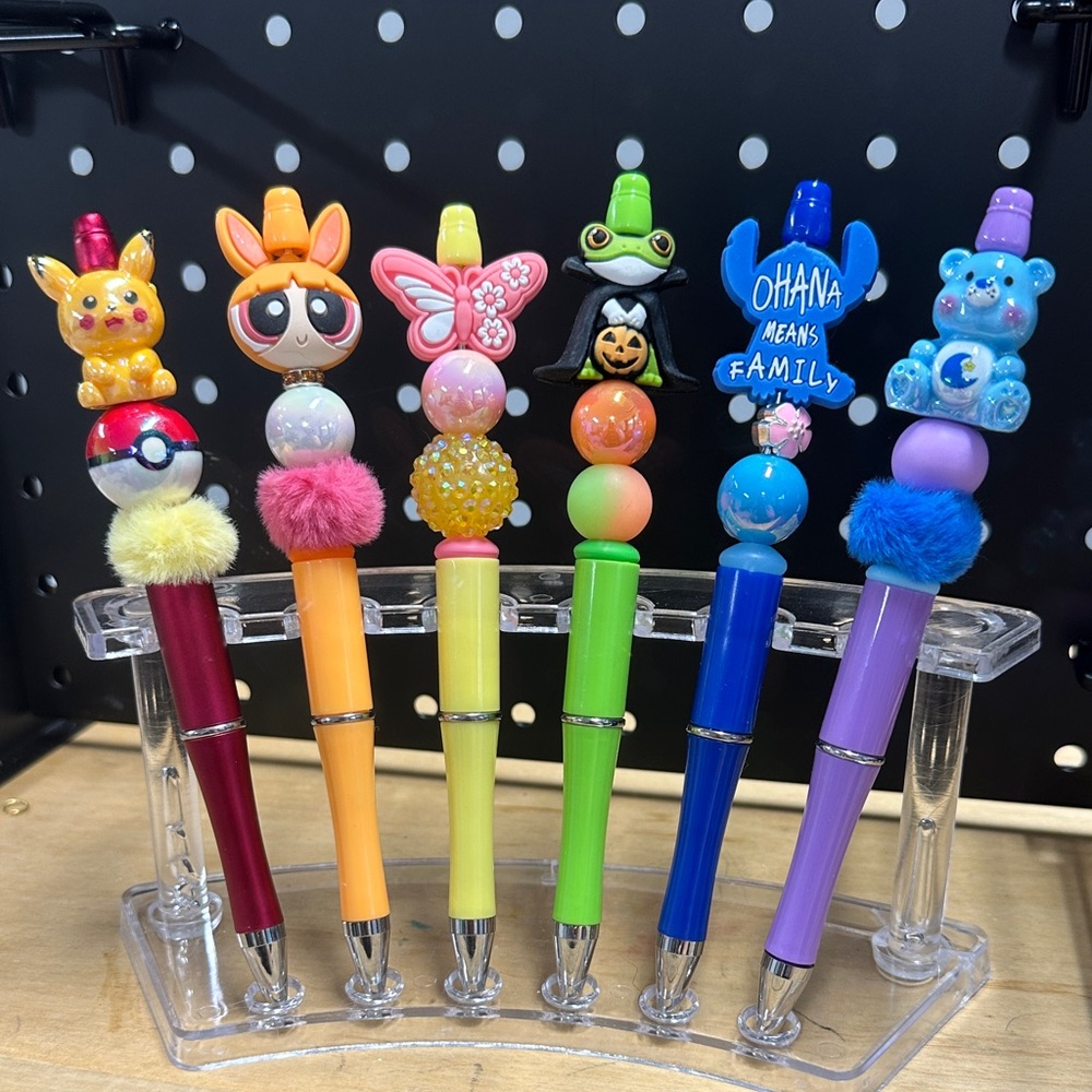 👉 6 Colorful Character Beaded Pens | Exact Set Shown